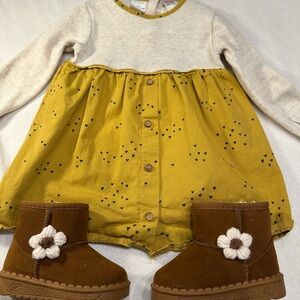 Zara‎ Mustard Yellow 2-3 years old and Faux Shearling Boots